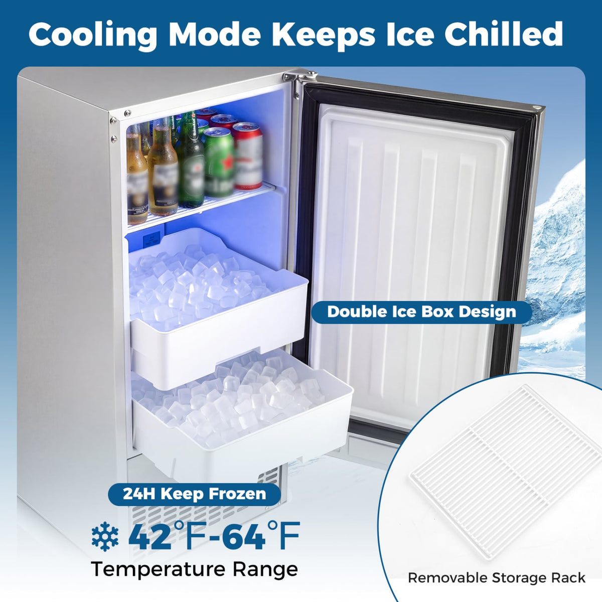 Commercial Under Counter Ice Maker 90 lbs/Day 15 Inch W Built-in view 9