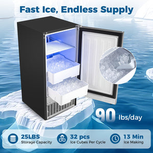 Commercial Under Counter Ice Maker 90 lbs/Day Built-in Freestanding Ice Making Machine view 4