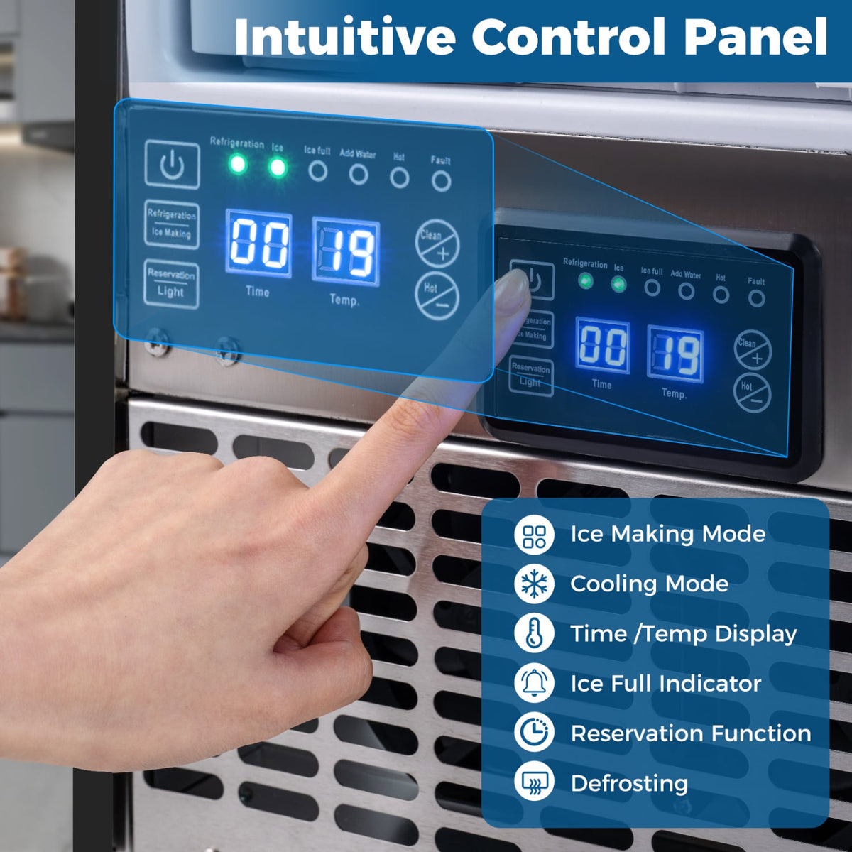 Commercial Under Counter Ice Maker 90 lbs/Day Built-in Freestanding Ice Making Machine view 6