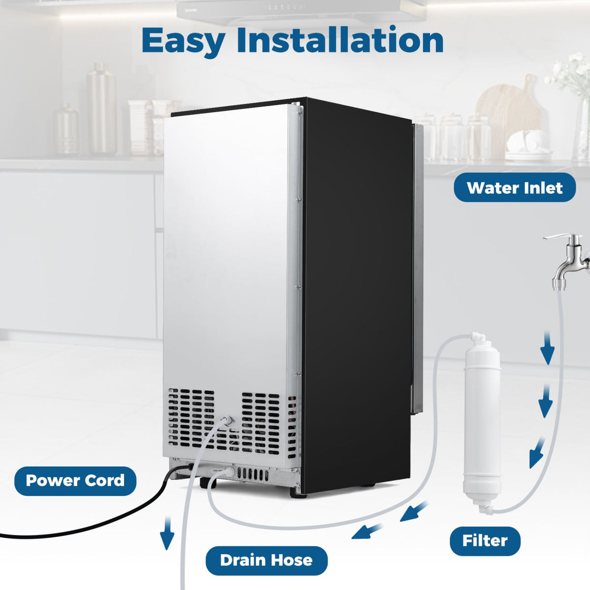 Commercial Under Counter Ice Maker 90 lbs/Day Built-in Freestanding Ice Making Machine view 7