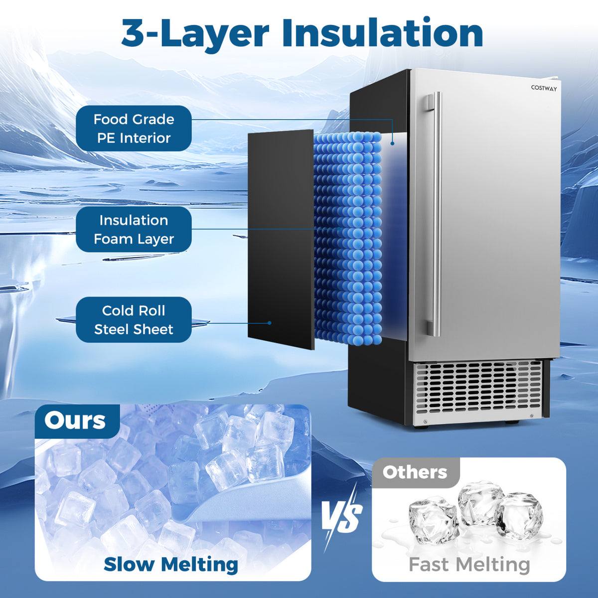 Commercial Under Counter Ice Maker 90 lbs/Day Built-in Freestanding Ice Making Machine view 8