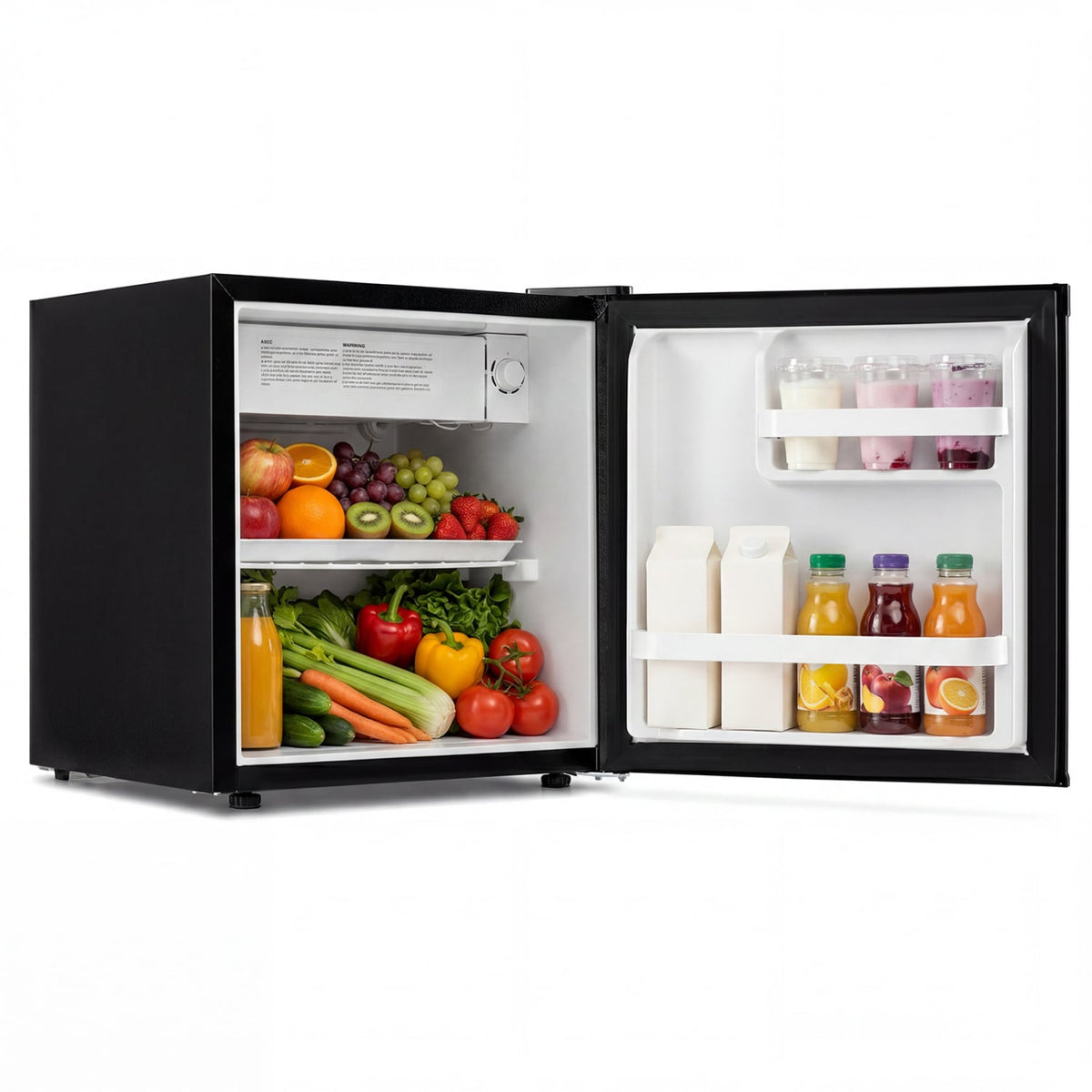 Compact Mini Fridge with 7-Level Adjustable Thermostat-Black