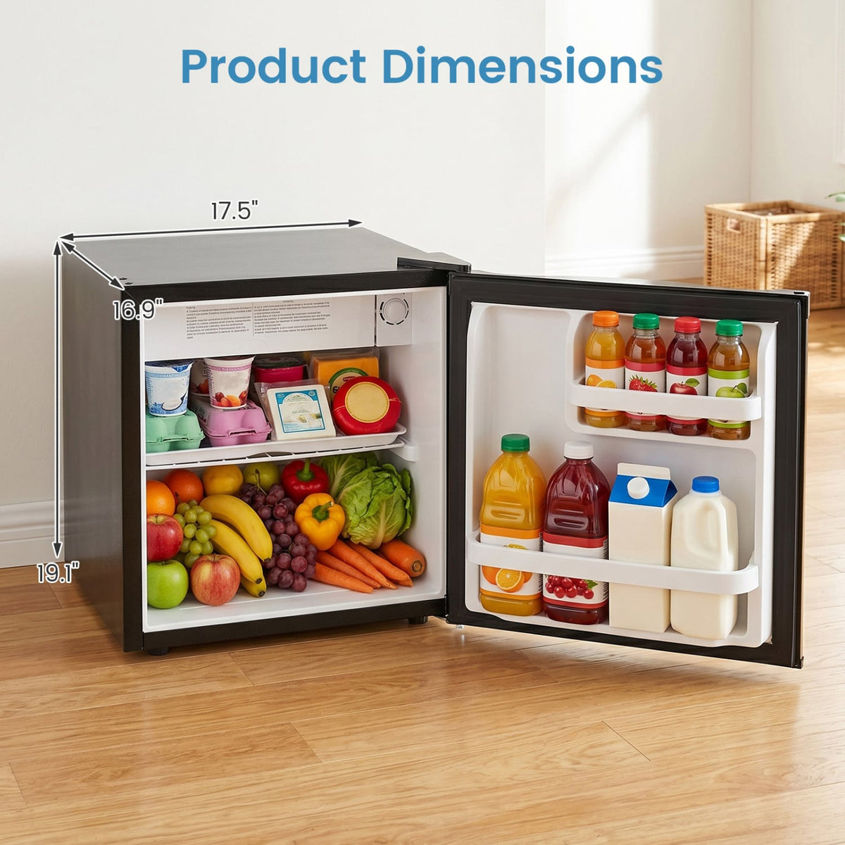 Compact Mini Fridge with 7-Level Adjustable Thermostat-Black view 3