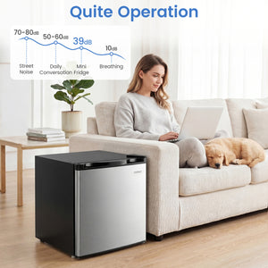 Compact Mini Fridge with 7-Level Adjustable Thermostat-Silver view 5