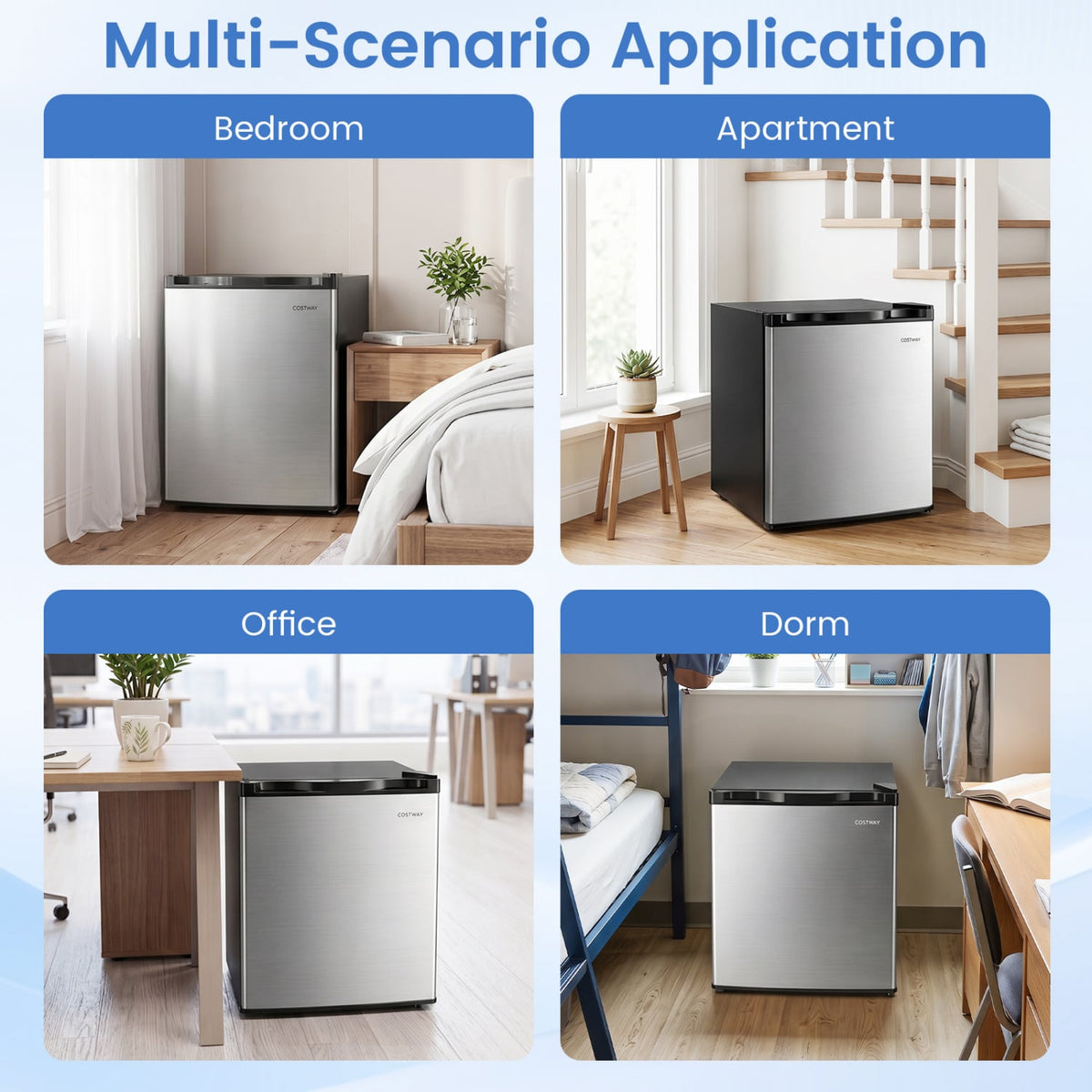 Compact Mini Fridge with 7-Level Adjustable Thermostat-Silver view 9