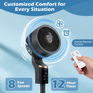 Compact Oscillating Standing Fan with 70° Oscillation and 90° Tilt for Home Office-Black view 4