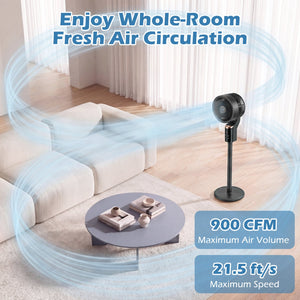 Compact Oscillating Standing Fan with 70° Oscillation and 90° Tilt for Home Office-Black view 5