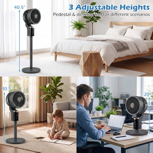 Compact Oscillating Standing Fan with 70° Oscillation and 90° Tilt for Home Office-Black view 8