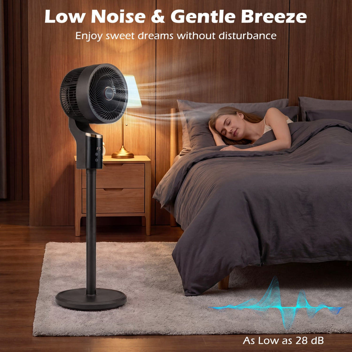 Compact Oscillating Standing Fan with 70° Oscillation and 90° Tilt for Home Office-Black view 9