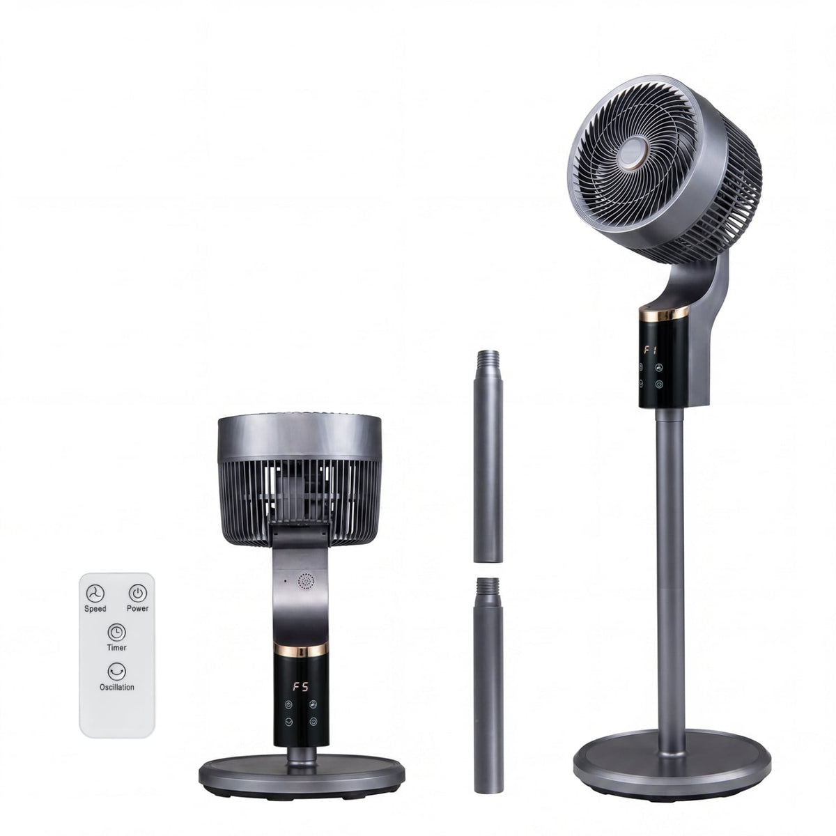 Compact Oscillating Standing Fan with 70° Oscillation and 90° Tilt for Home Office-Gray view 2