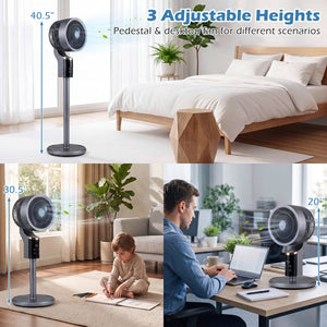 Compact Oscillating Standing Fan with 70° Oscillation and 90° Tilt for Home Office-Gray view 8