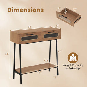 Console Table with LED Lights and Open Shelf for Hallway Entrance-Natural view 5