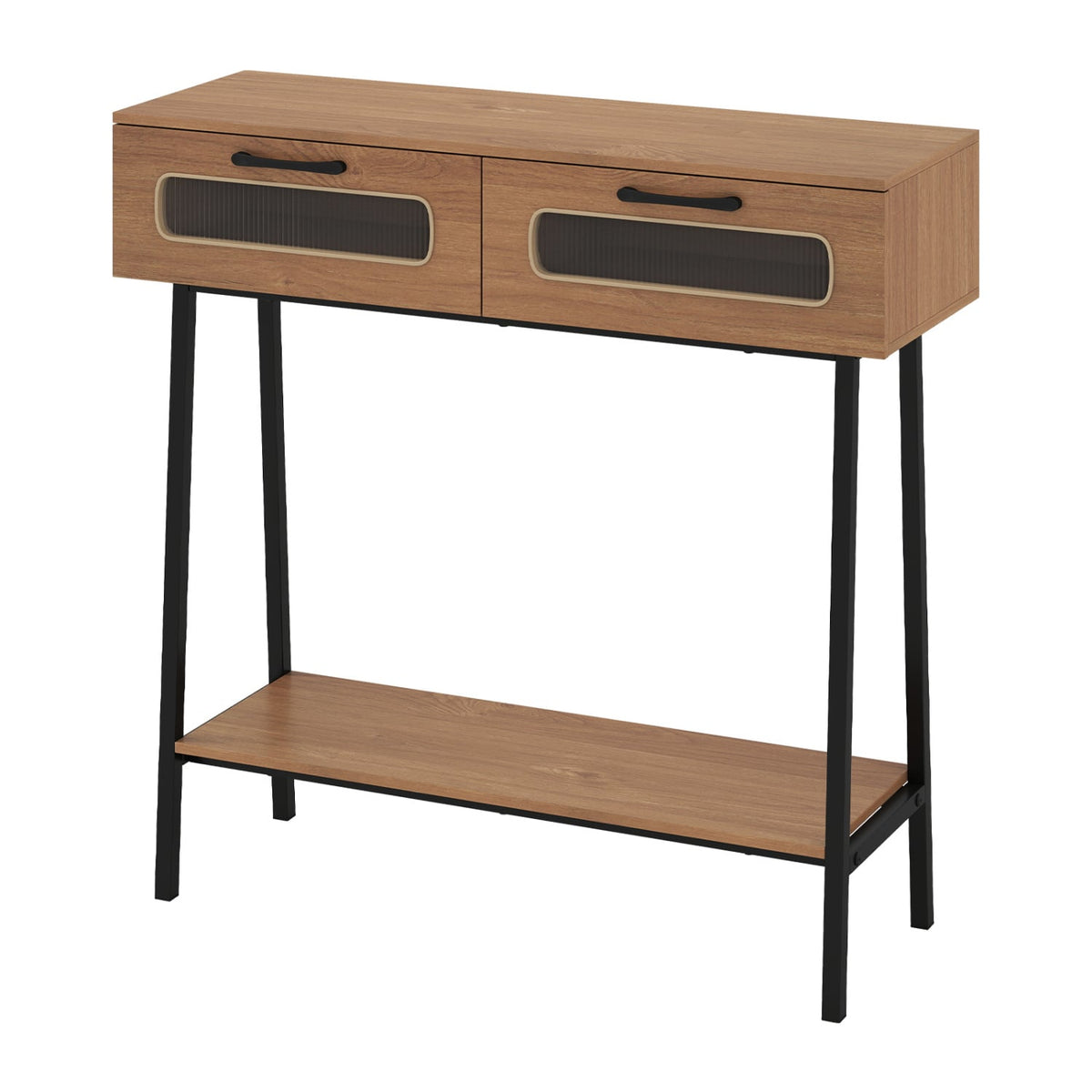Console Table with LED Lights and Open Shelf for Hallway Entrance-Natural view 4