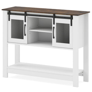 Console Table with Sliding Barn Doors and Storage Cabinets-Rustic Brown view 4
