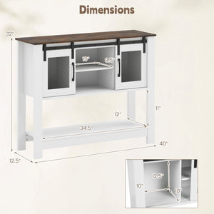 Console Table with Sliding Barn Doors and Storage Cabinets-Rustic Brown view 5