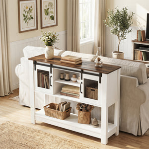 Console Table with Sliding Barn Doors and Storage Cabinets-Rustic Brown view 6