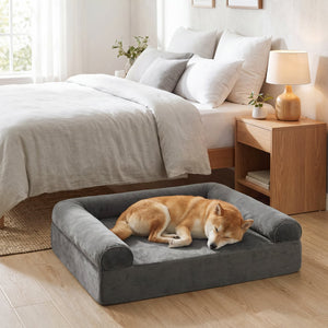 Cooling Gel Memory Foam Dog Bed for Medium Dogs with Washable Cover-Dark Gray view 3
