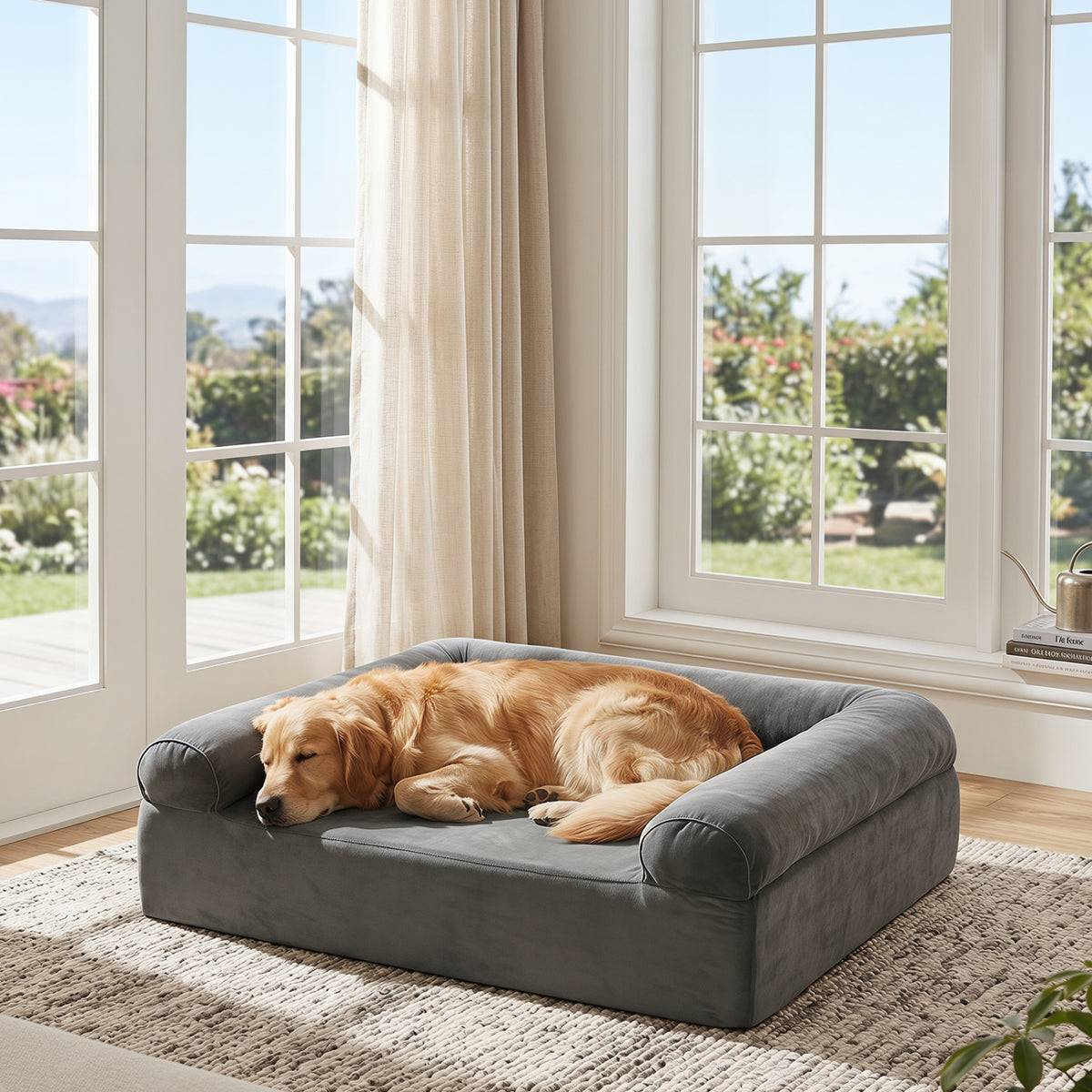 Cooling Gel Memory Foam Dog Bed for Medium Dogs with Washable Cover-Dark Gray view 5