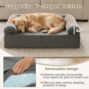 Cooling Gel Memory Foam Dog Bed for Medium Dogs with Washable Cover-Dark Gray view 9
