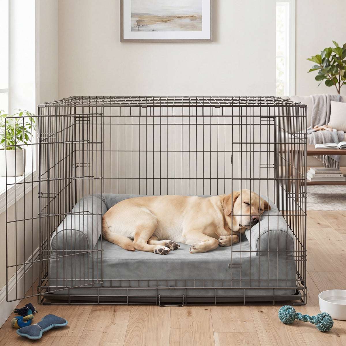 Cooling Gel Memory Foam Dog Bed for Medium Dogs with Washable Cover-Light Gray view 6