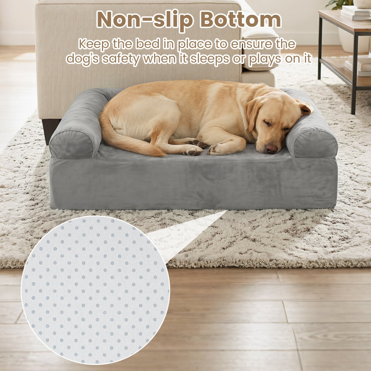 Cooling Gel Memory Foam Dog Bed for Medium Dogs with Washable Cover-Light Gray view 8