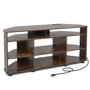 Corner Entertainment Center TV Stand for TVs up to 55 Inch-Rustic Brown view 4