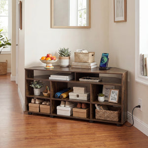 Corner Entertainment Center TV Stand for TVs up to 55 Inch-Rustic Brown view 6