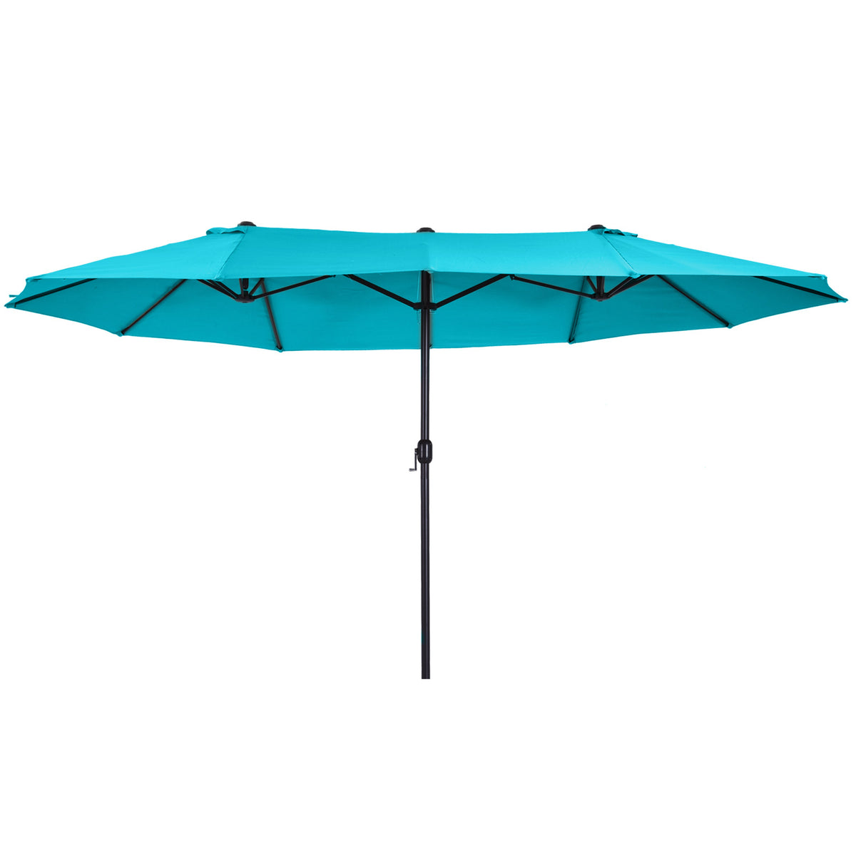 15' Outdoor Patio Umbrella with Twin Canopy Sunshade Steel Table Umbrella w/ Lift Crank, Cross base – view 4