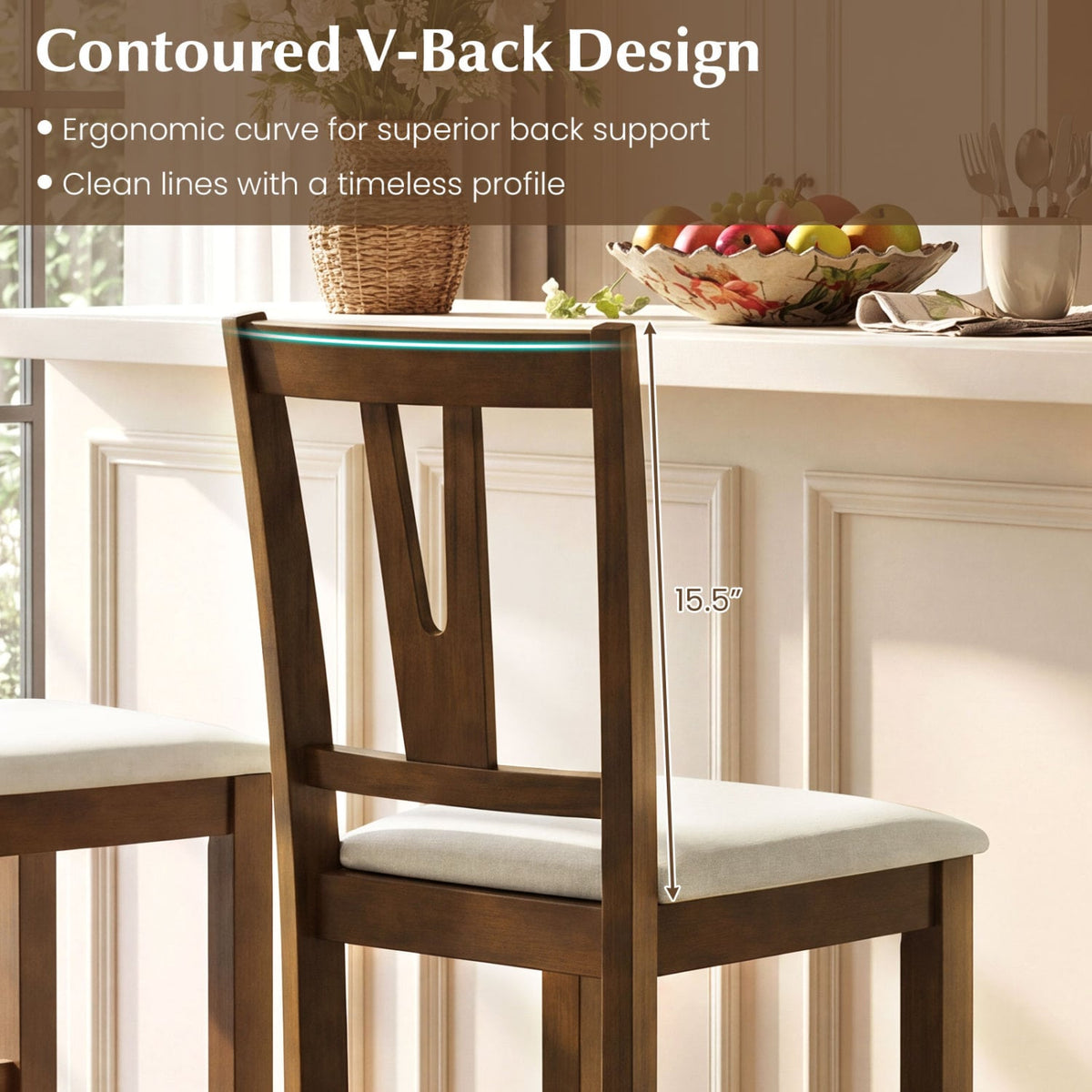 Counter Height Bar Stools with Contoured V-Back-Set of 2 view 5