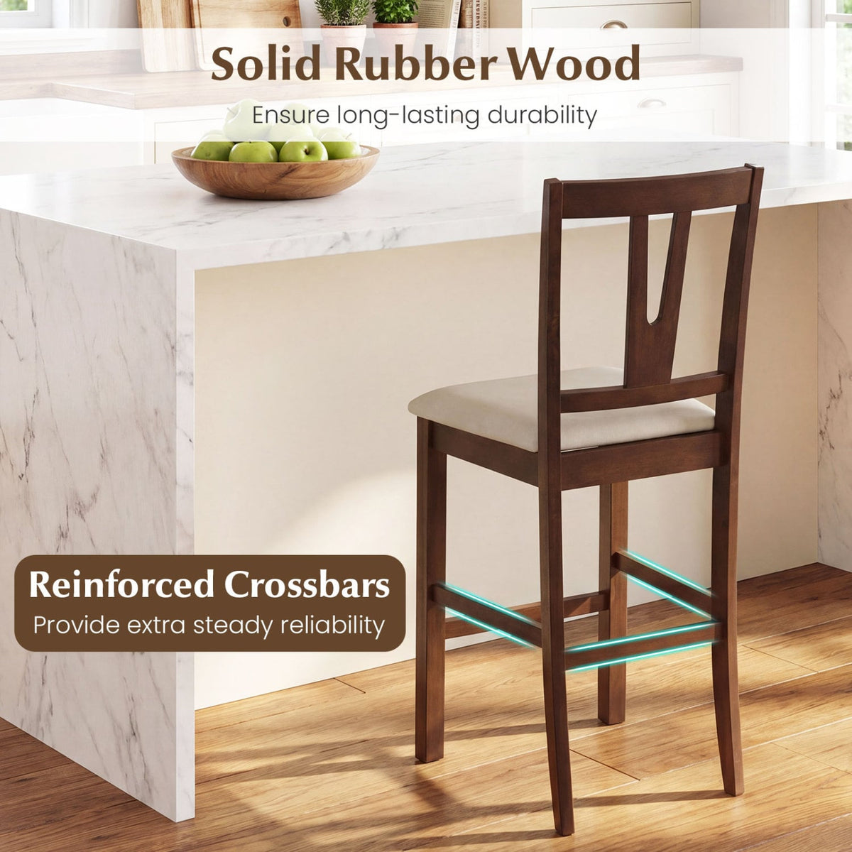 Counter Height Bar Stools with Contoured V-Back-Set of 2 view 7