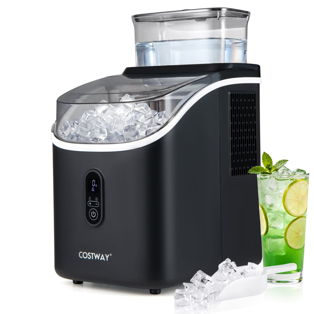 Countertop Ice Maker with External Tank and Self-Cleaning 13 Thickness Levels-Black view 4
