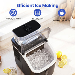 Countertop Ice Maker with External Tank and Self-Cleaning 13 Thickness Levels-Black view 6