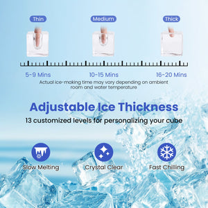Countertop Ice Maker with External Tank and Self-Cleaning 13 Thickness Levels-Black view 7