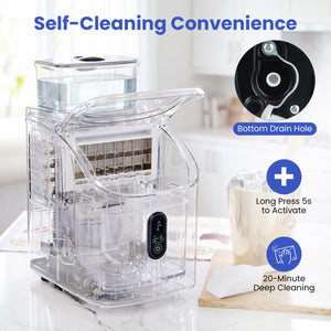 Countertop Ice Maker with External Tank and Self-Cleaning 13 Thickness Levels-Black view 9