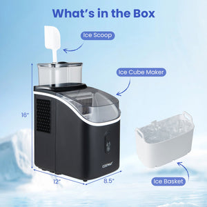 Countertop Ice Maker with External Tank and Self-Cleaning 13 Thickness Levels-Black view 5