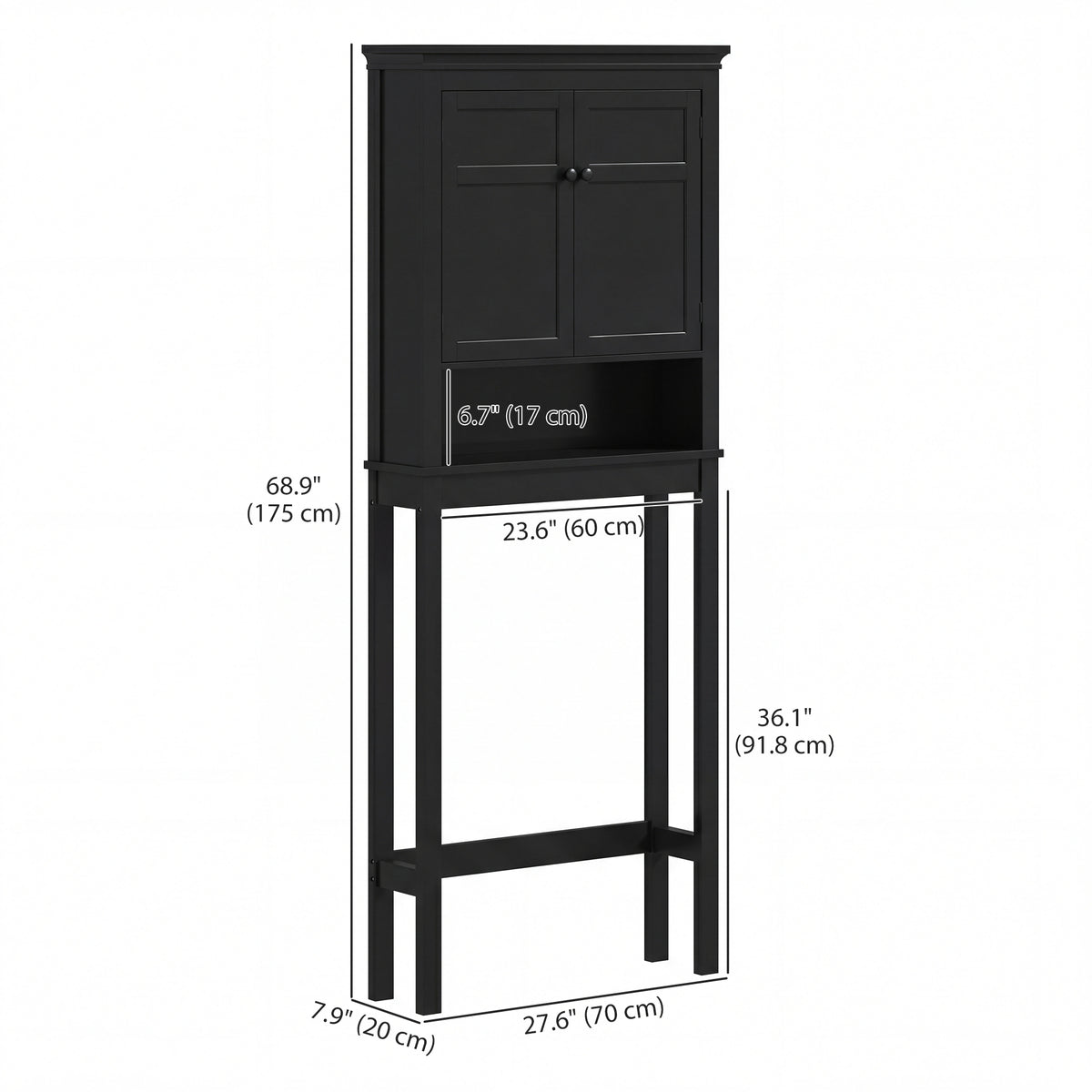 3-Tier Over Toilet Storage Unit Washing Machine Cabinet Dryer Cabinet with Adjustable Shelf for Bathroom, Laundry
