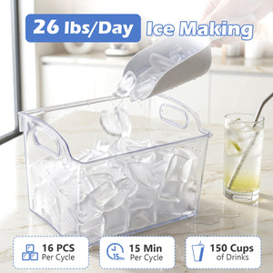 Crescent Ice Maker Countertop 26 Lbs/24H Ice Machine with 16 Crescent Cubes-Black view 6