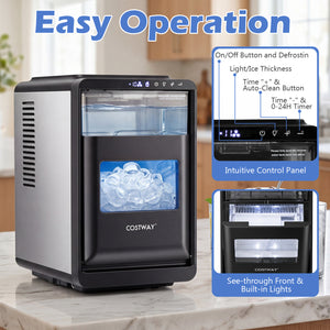Crescent Ice Maker Countertop 26 Lbs/24H Ice Machine with 16 Crescent Cubes-Black view 8
