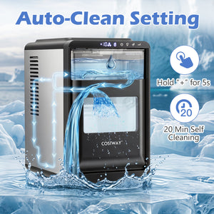 Crescent Ice Maker Countertop 26 Lbs/24H Ice Machine with 16 Crescent Cubes-Black view 9