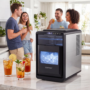 Crescent Ice Maker Countertop 26 Lbs/24H Ice Machine with 16 Crescent Cubes-Black view 2