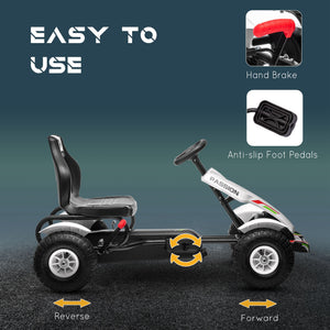 Aosom Pedal Go Kart for Kids, Pedal Car with Adjustable Bucket, Handbrake, 4 Rubber Wheels Powered Ride