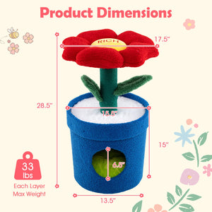 Cute Cat Tree with Flower Padded Perch for Indoor Cats-Red view 4
