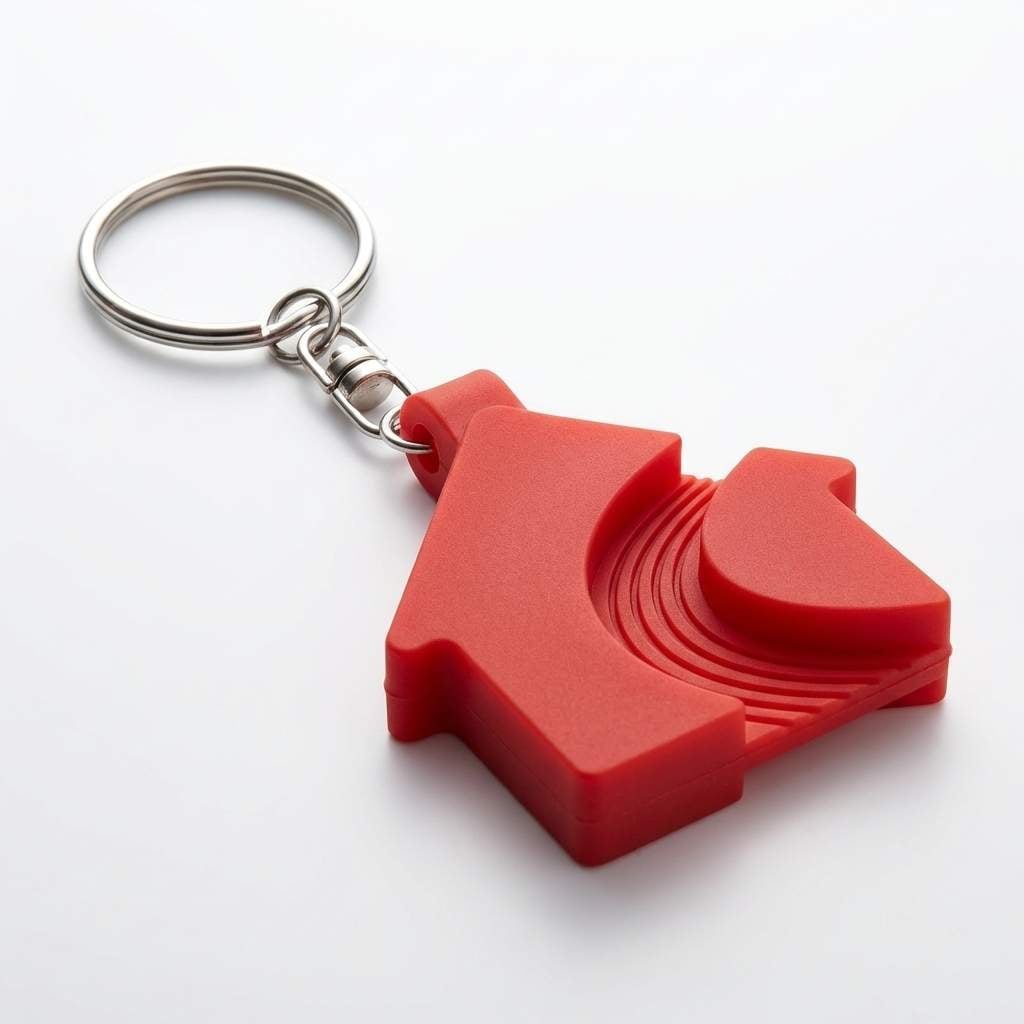 Cute Red House-Shaped Silicone Keychain with Key Ring