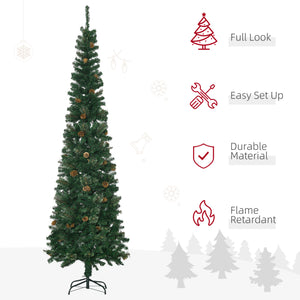 7.5ft Pencil Christmas Tree, Artificial Christmas with Pine Needles, Realistic Branches, Pine Cones – view 5