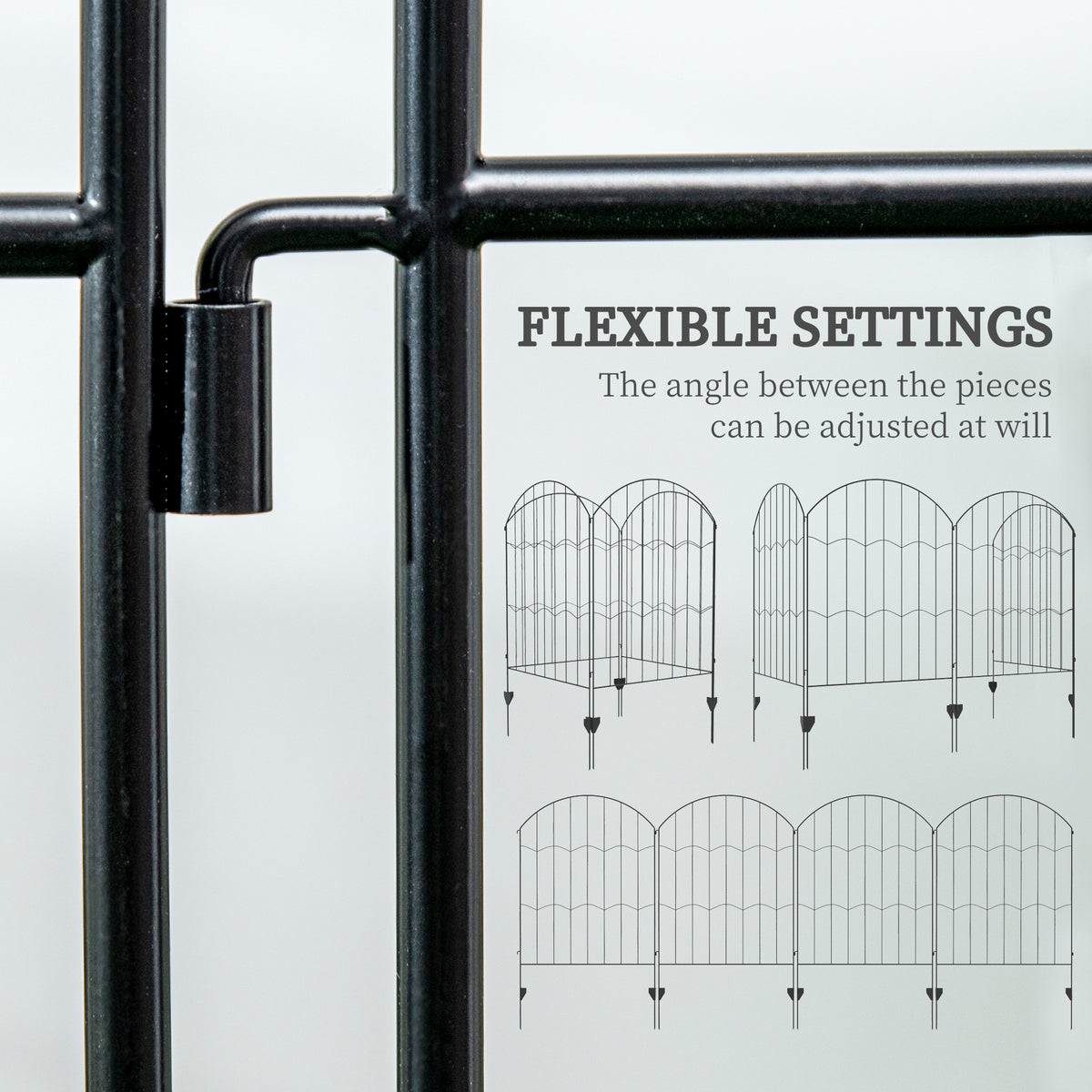 4 Pack Garden Fencing for Yard, Decorative Fence Panels as Animal Barrier and Flower Edging, Circle, Black, Wave