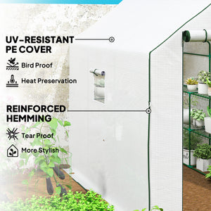 Walk-in Greenhouse with 3 Tier, Garden Plant Growhouse with Roll-up Door and Mesh Windows – view 11