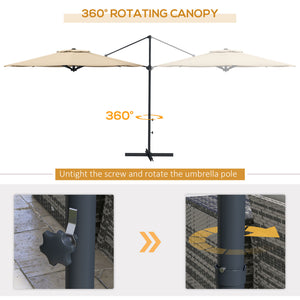 10 FT Cantilever Umbrella, Aluminum Hanging Offset Umbrella with 360°Rotation, Crank, Tilt, Cross Base, Grey