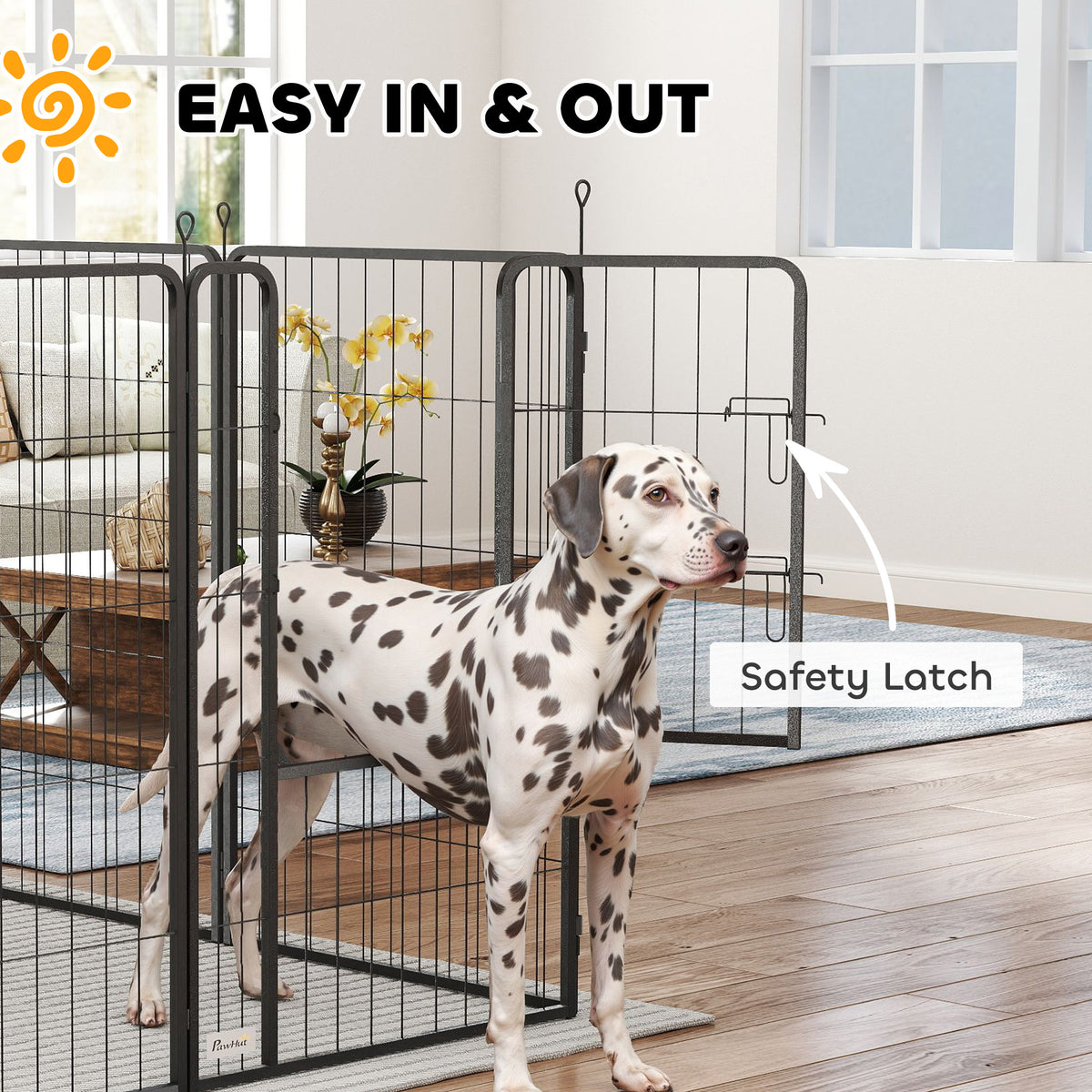 16 Panels Dog Playpen with Straps, Portable & DIY, for Small Dogs, for Yard, RV, Camping, Garden, 24" Height