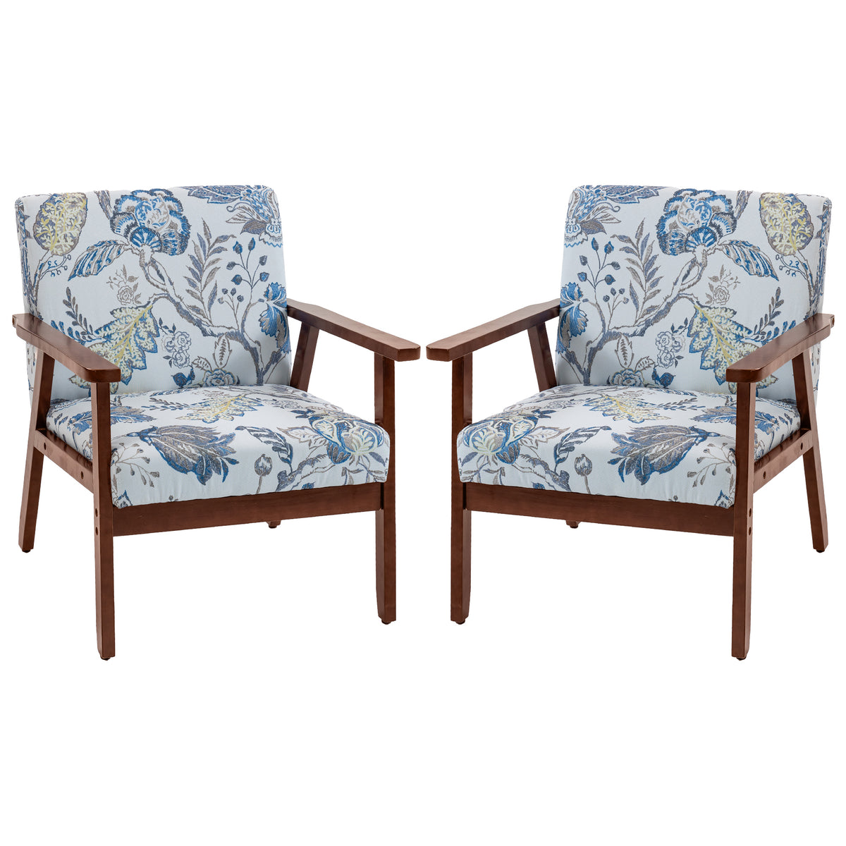 Accent Chairs with Cushioned Seat, Upholstered Linen-Feel Armchair with Adjustable Feet for Bedroom – view 29