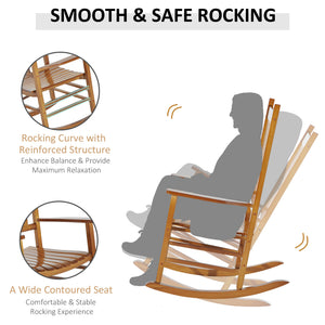 Wooden Porch Rocking Chair Outdoor Patio Rocker Garden Single Leisure Reclining Seat Armchair Natural – view 5